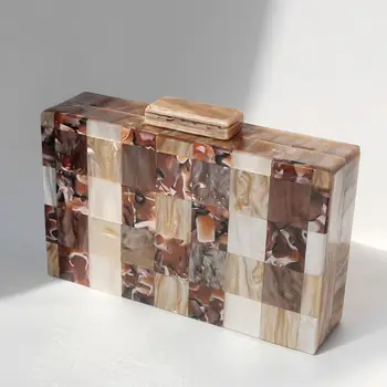 

Women Vintage Patchwork Clutch Evening Bag Bridal Party Lady Acrylic Handbag