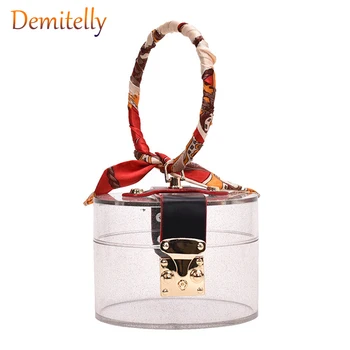

Transparent MINI Tote Bags For Women 2020 Summer Fashion Acrylic Handbags Scarves Design Hand Bag Lady Cute Handbag