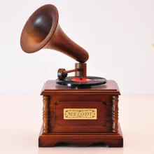 Free shipping Craftsmanship House Ancient Phonograph Lovers Gift Birthday Gifts for Children Wooden Music Box