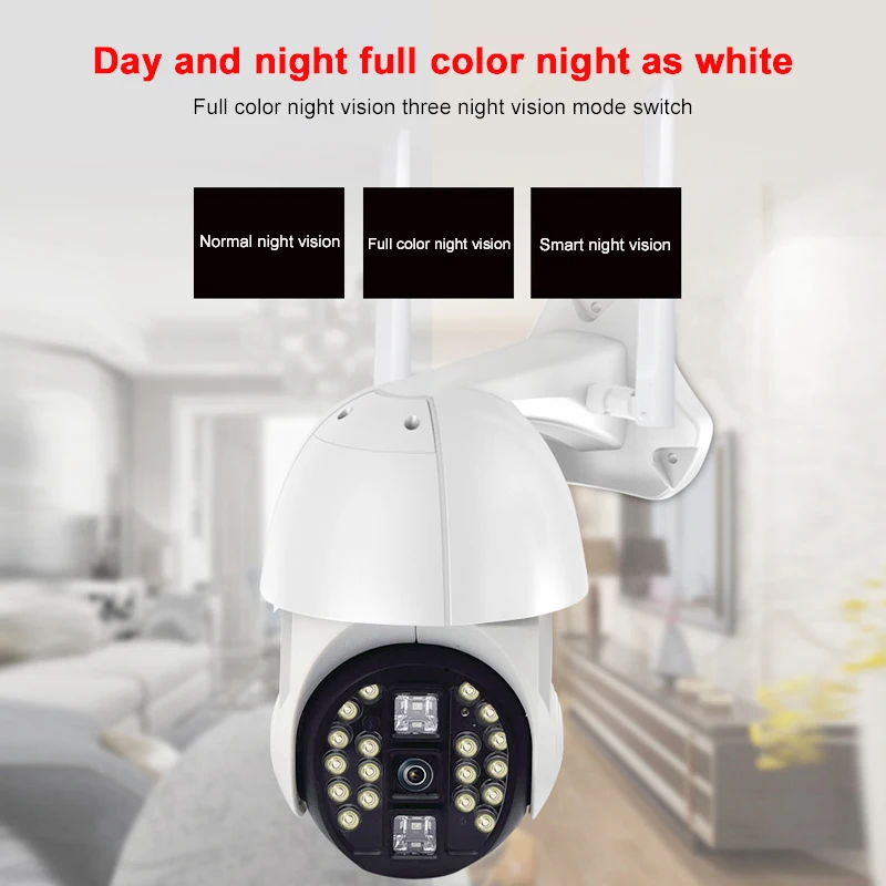 

AP Camcorder Network Wifi Security Camera IP66 Outdoor 20LED Pattern Dual Antennas for Night Vision APP Rotation Indoor