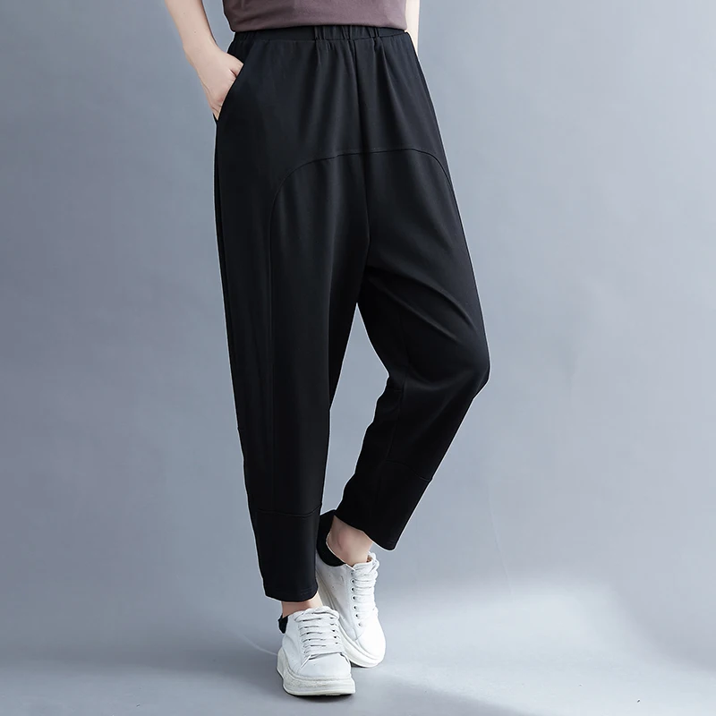High Waist Women Casual Pants Black Autumn Capris Pants elegant Lady Harem Pants Cotton Linen Female Spring Carrot pants High Waist Women Casual Pants Black Autumn Capris Pants elegant Lady Harem Pants Cotton Linen Female Spring Carrot pants