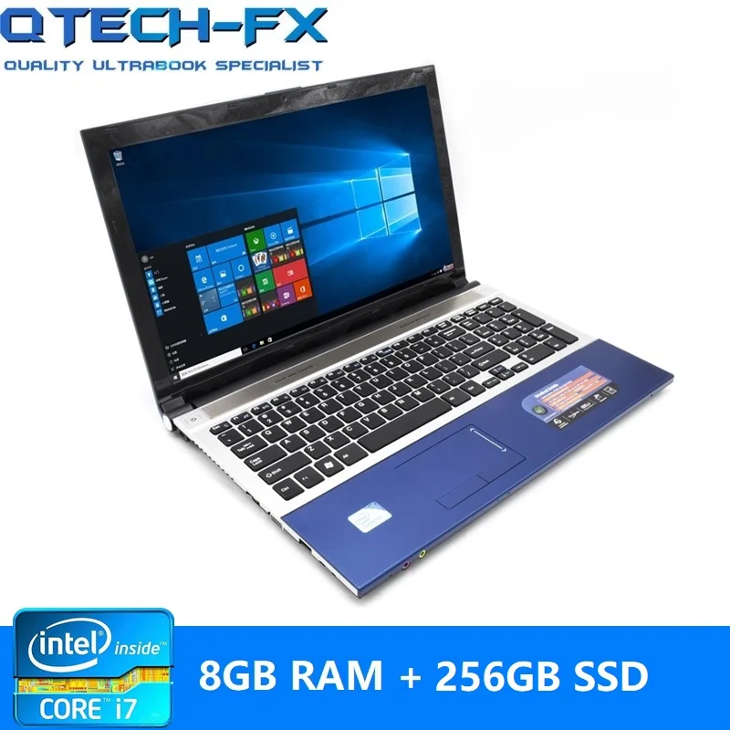 15.6" Ultrabook 8GB RAM SSD 256GB 512GB Metal CPU Intel Core i7 Games PC Business School Arabic AZERTY Spanish Russian Keyboard - Цвет: Blue-256GBSSD