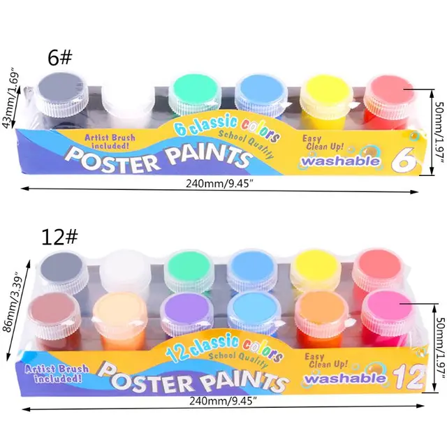 20ml 12 Colors Painting Paints Washable Gouache DIY Finger