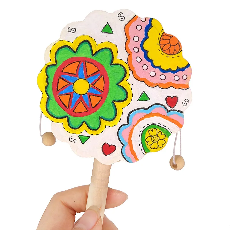 

White Base Rattle Kindergarten Children Hand-made DIY Creative Fine Art Material Painted Graffiti Mold Paintings