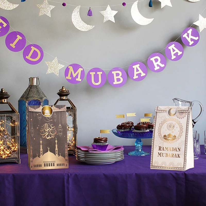 48x Essbare Reispapier-Aufleger "Eid Mubarak" – Premium-Deko Für Torten & Cupcakes | Islamisches Fest