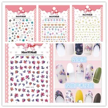 Ультратонкие 3D наклейки для ногтей в японском стиле с резиновой наклейкой для ногтей роспись ногтей HanYi08-14