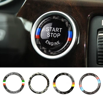 

Car Engine Start Stop One-click Start Button Frame Ring Decoration Carbon Fiber For BMW 3 Series E90 E92 E93 Car Accessories