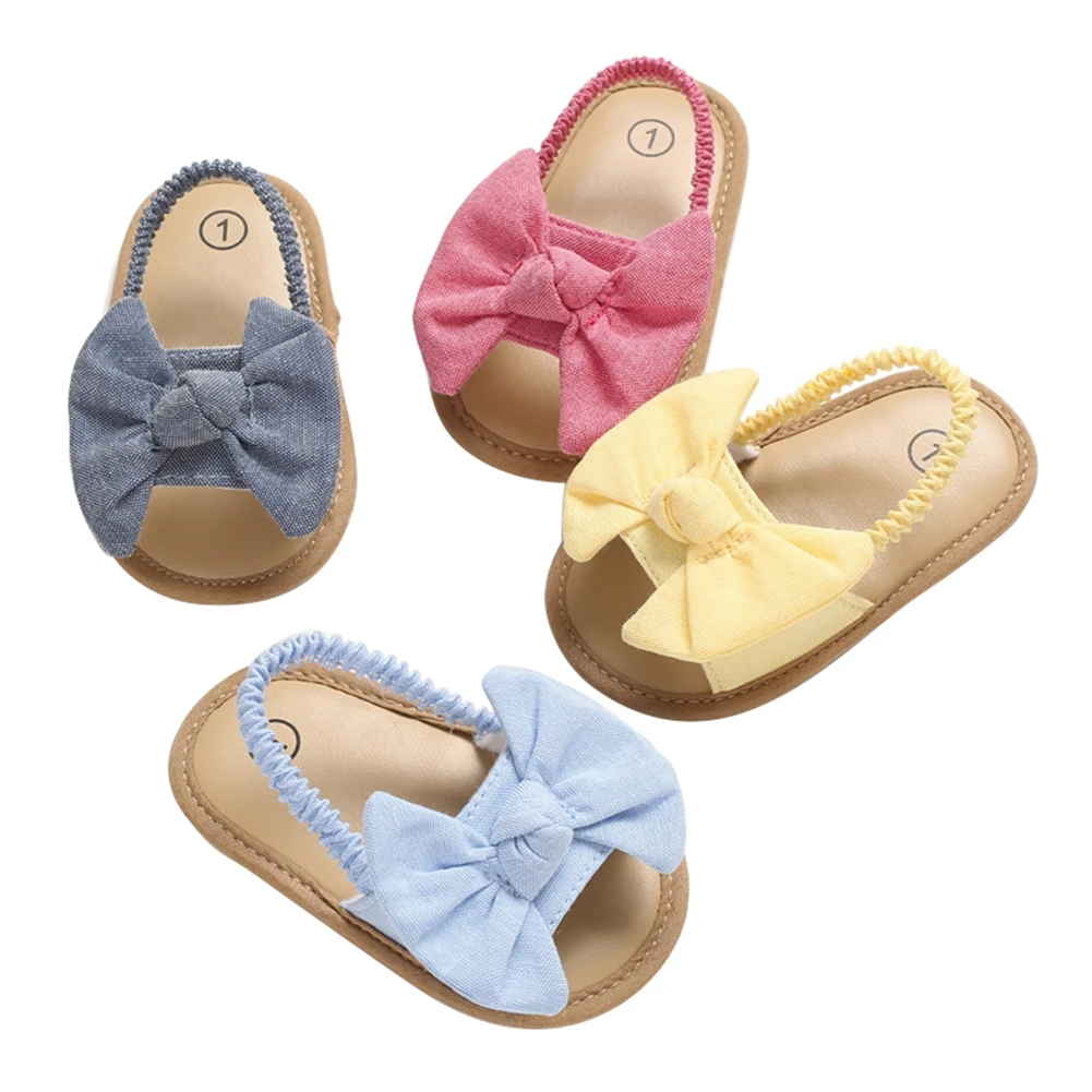 FOCUSNORM 0-18M Newborn Baby Girls Boys Sandals Shoes Butterfly Flat With Heel Soft Cork Shoes 4 Colors