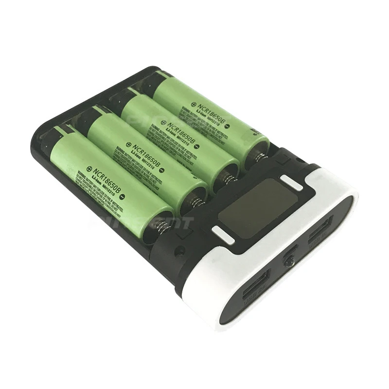 Двойной USB lcd анти-обратный портативный блок питания 4x18650 DIY дисплей зарядное устройство 5V 2A банк питания чехол с светодиодный фонарик