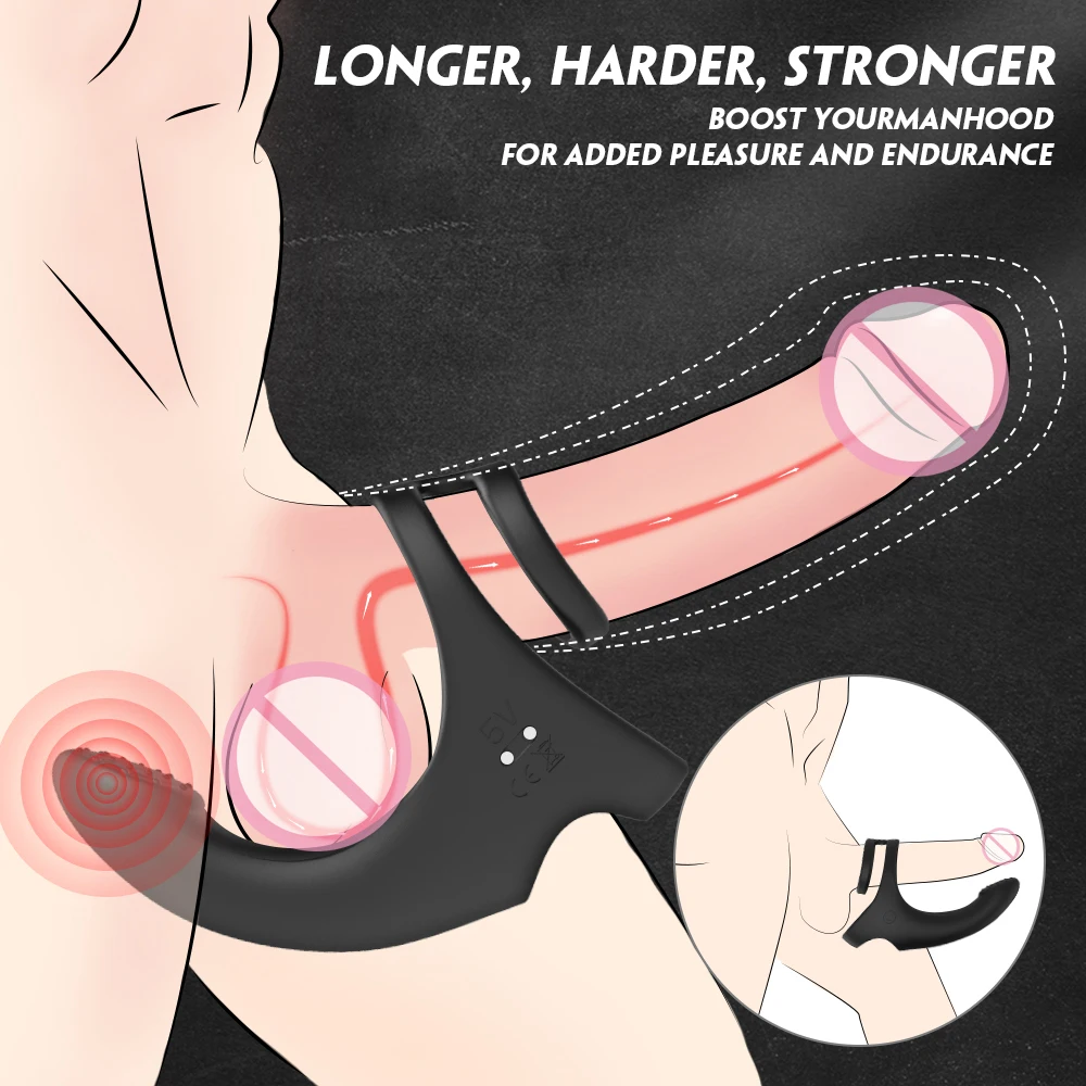 Vibrierender Ring mit Taint Teaser für die Perineum-Massage, Ring-Vibrator-Verstärker, anhaltende Erektion, Prostata_voghion.com