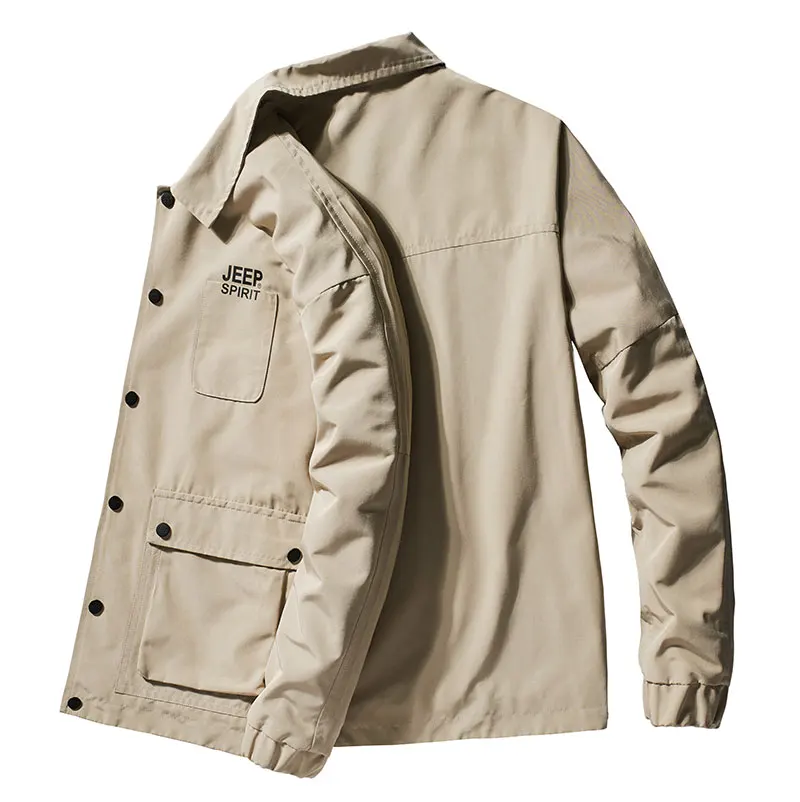 Men Clothes JEEP Spring Cargo Jackets Coat Military Cargo Quick Dry Clothes Long Sleeve Solid Color Jacket Original Brand