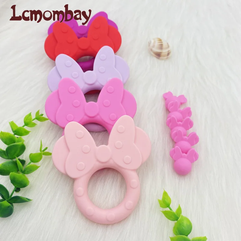 1pcs Mouse Baby Teething Food Grade Cartoon Silicone For Necklaces Baby Teether Toy Nursing Gifts 3