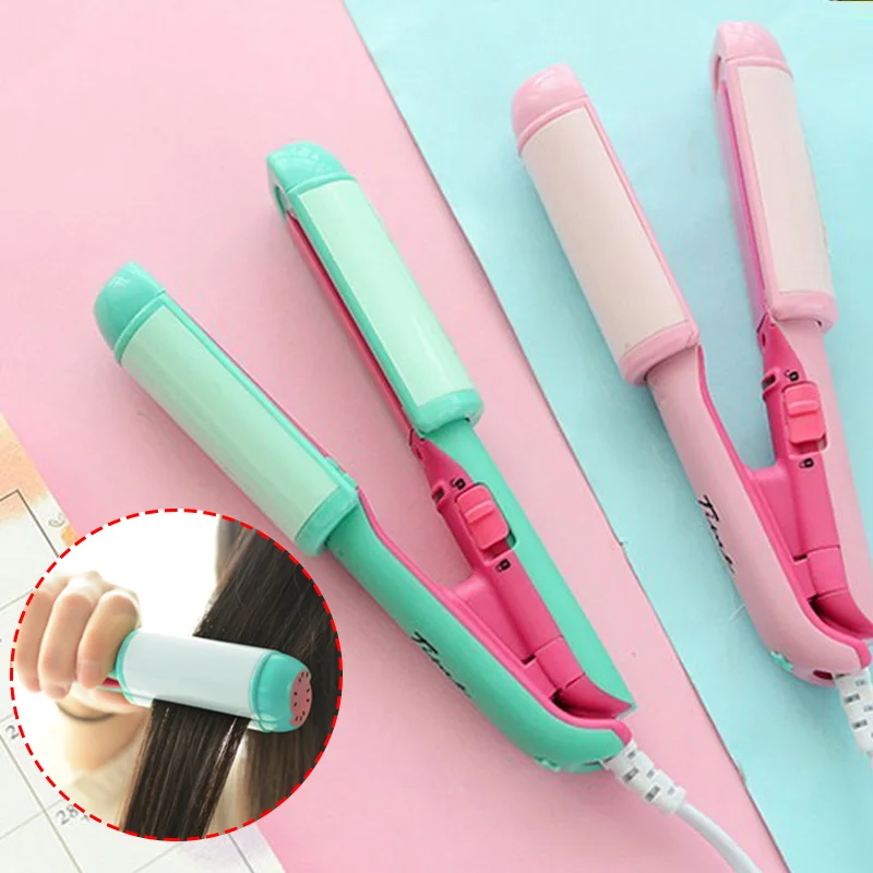 Portable Salon Hair straightener Iron Pink Ceramic Straightening Corrugated Curling Iron Styling Tools Hair Curler EU Plug
