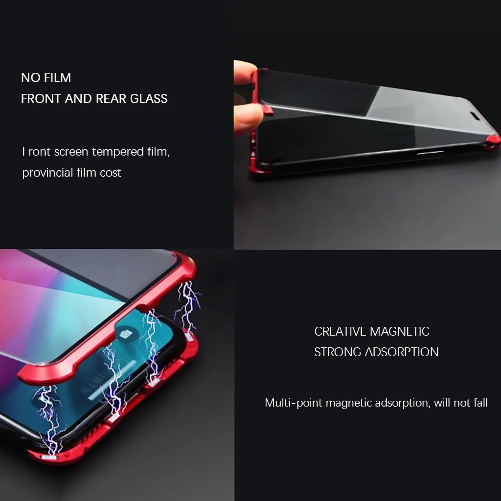 Luxury Hard Matte Cover For iPhone7P/8Plus Magnetic Adsorption & Clear Tempered Glass Back scratch-resistant Phone Case