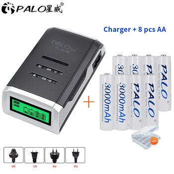 

LCD display Quick Charger for AA/AAA NIHM 1.2V rechargeable Battery+8 pcs AA 3000mah nimh rechargeable batteries 1.2v battery
