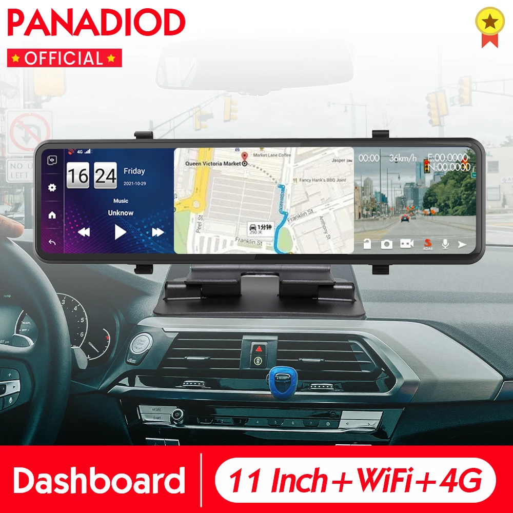 Автомобильный видеорегистратор 11 дюймов 4G Android 8 1 тройной экран 2 ГБ + 32 GPS |