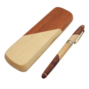 

Birthday Gift Wooden Gel Pen With Storage Box Study Executive Staff Teachers Smooth Writing Home Students School Office Handheld