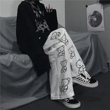FAKUNTN Korean Style Wide Leg Pants Cartoon Print Harajuku Trousers Women Streetwear Autumn Fashion Casual Sweatpants Female