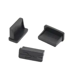 USB Connector Dust and Moisture Protective Covers, Pack of 10 - Male Insert (Black)