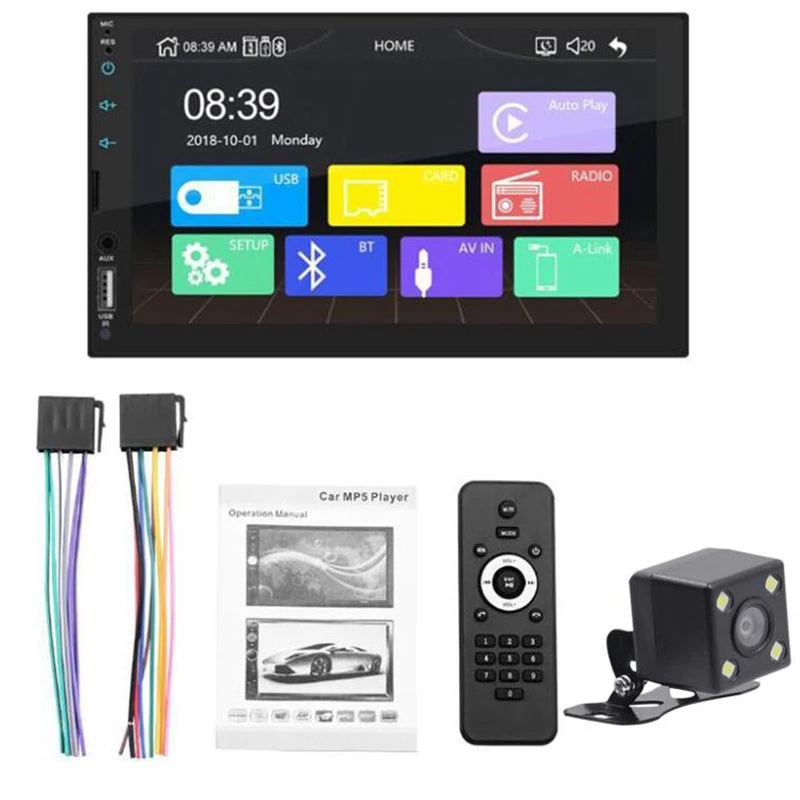

2 Din Car Radio 7 inch HD Press Screen Player Android Auto Carplay Multimedia MP5 FM/USB/AUX/Bluetooth Car Audio for Rear Camera