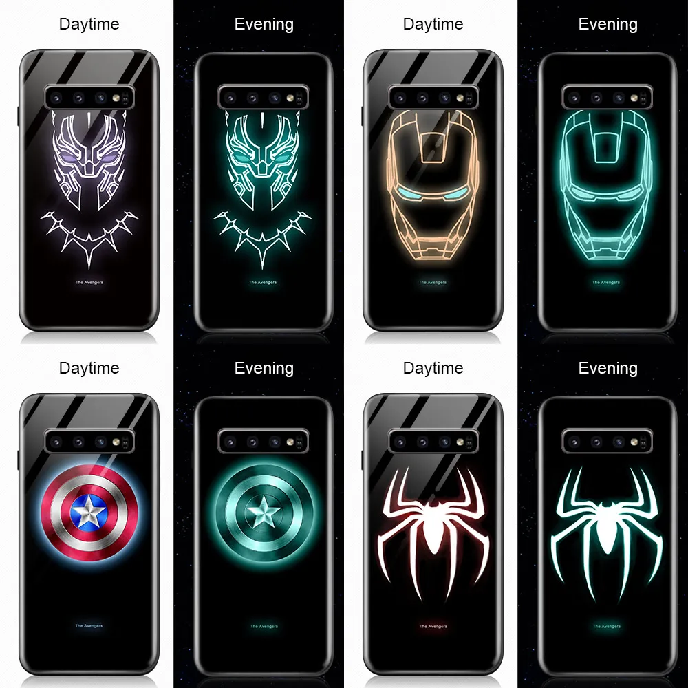 

For Samsung Galaxy A10 A20 A30 A50 A70 A80 A90 A10s A20s A30s A50s Luminous Ironman Case Glow in Dark Glass Back Casing Cover