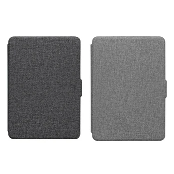 

2 Pcs Cloth Texture Smart Case for Kindle Paperwhite 10Th 2019 PU Leather Case Hard Cover, Black & Gray