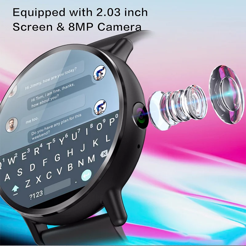  DM19 4G Smart Watch 2.03 inch Big Screen MTK6739 Quad Core Android 7.1 OS 16GB Rom 8.0MP Camera GPS