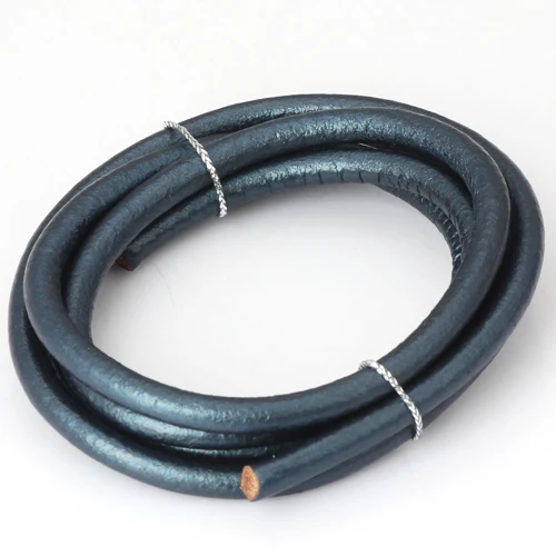 Olingart Dia 1.5/2/3/4/5/6mm Black/Natural/Brown/Glaze Leather Round Cord String Rope For Necklace Bracelet DIY Jewelry Making Pearl blue 018