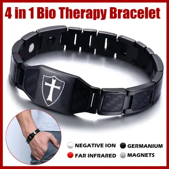 

Stainless Steel Carbon Fiber Bangles Man s Templar Cross In Black Sliver Watch Brands Magnetic Health Thready Bracelet Men