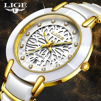 

Relogio Masculino 2020 LIGE Brand New Ceramic Watches Mens Top Fashion Diamond Waterproof Wristwatch Men's Date Quartz Clock+Box