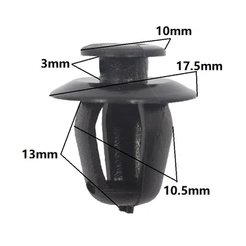 

30Pcs For Peugeot door guard plate buckle clamp fastener 10.5mm black POM trim panel retainer clips