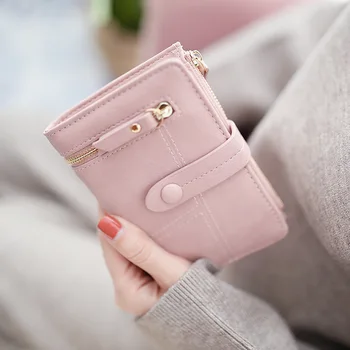 

2019 Short Women's Purse Solid PU Leather Splicing Wallet