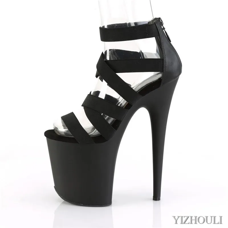 8 inch stretch buckled summer sandals, party club pole shoes, 20cm catwalk models, dancing shoes