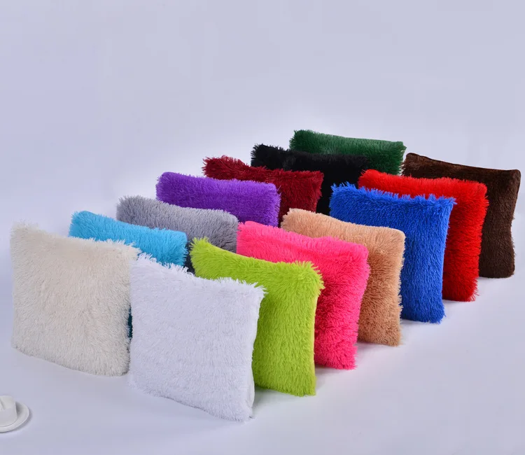 

Sofa Throw Pillows Solid color plush pillowcase home pillowcase accessoriesSofa pillow case Pillow Cover Cushion Cover