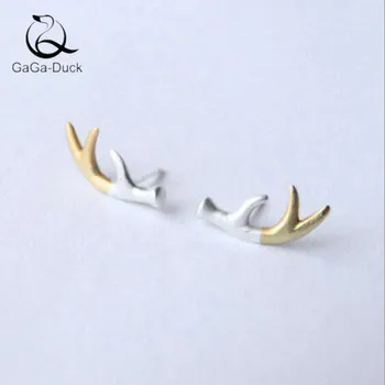 

925 Sterling Silver Forest Series Jewelry Stud Earring Deer Antlers Earrings For Women Not Allergic Pendientes Brincos E134