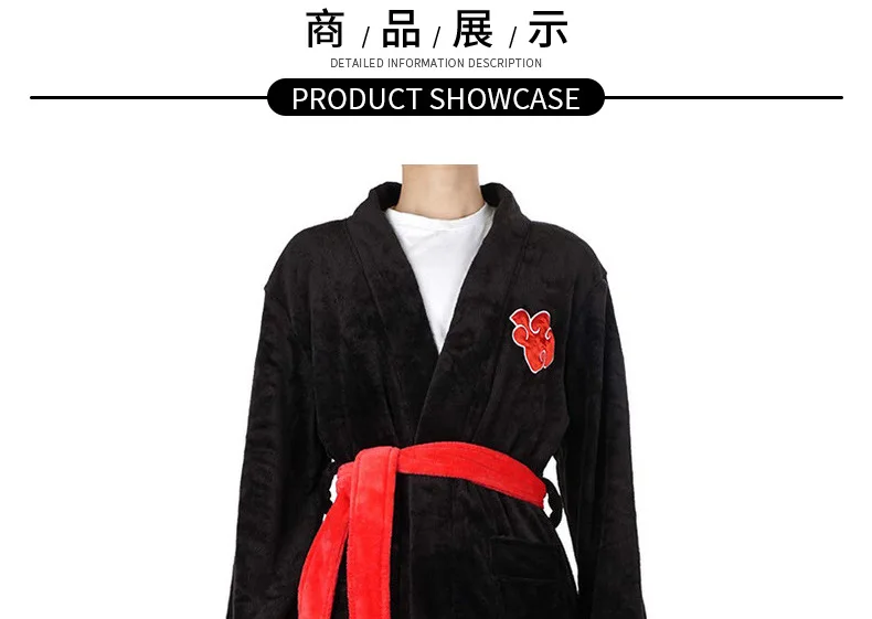 anime cosplay female Anime Akatsuki Robe Cosplay Bathrobe Fleece Warm Nightgown Robe Men Winter Coat Sleepwear Christmas Gift morticia addams dress