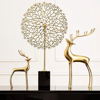 

Light Luxury Elk Coral Ornament Lead Tin Alloy Home Decoration Accessories Modern Nordic Style Home Decor Countertop Decor Gift