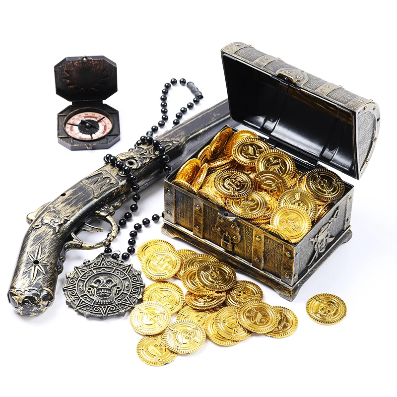 100Pcs Plastic Gold Treasure Coins Pirate Party Toy