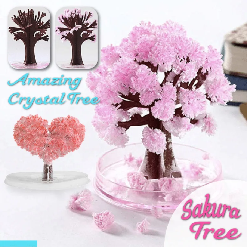 Mini Visual  Artificial Sakura Trees Decorative Growing DIY Paper Tree Gift Novelty Baby Toy Flower Tree Exploring Home Use