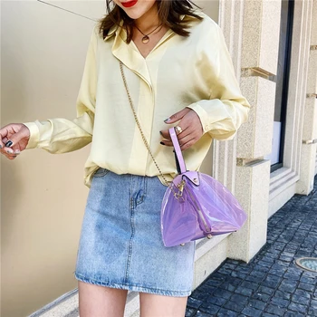 

Transparent PVC Shoulder Messenger Handbags Chain Elegant Crossbody Shoulder Bag Women Chain Triangle Crossbody Bags
