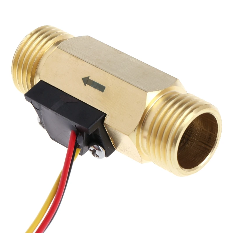 Water Flow Sensor Switch G1/2" Copper Hall Effect Liquid Flow Meter Flowmeter