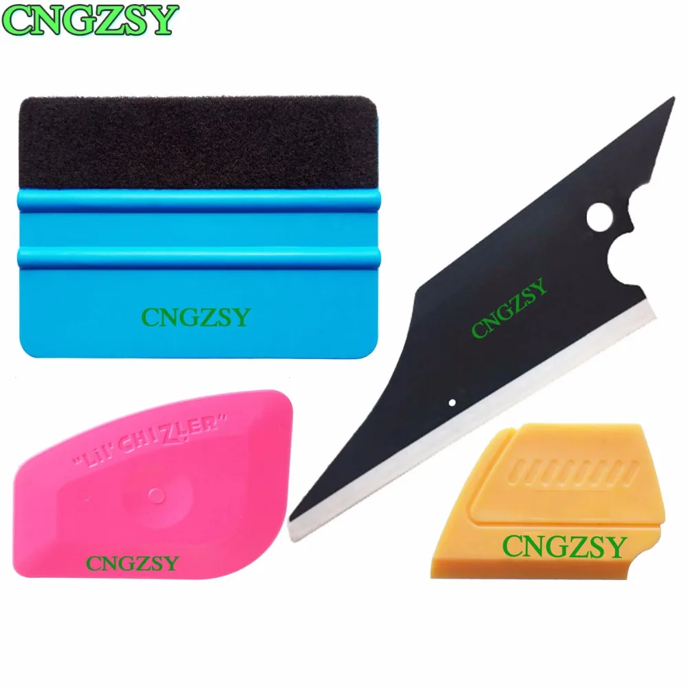

4 in 1 Vinyl Car Film Wrap Tool Kit Rubber Squeegee Mini Pink Yellow Felt 3D Carbon Fiber Glass Window Tint Tool Scrapers K60