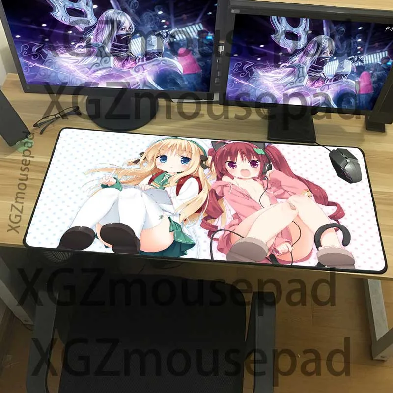 XGZ Large Mouse Pad Black Lock Edge Anime Sexy Loli Computer Table Mat Speed Rubber Non-slip for Lo