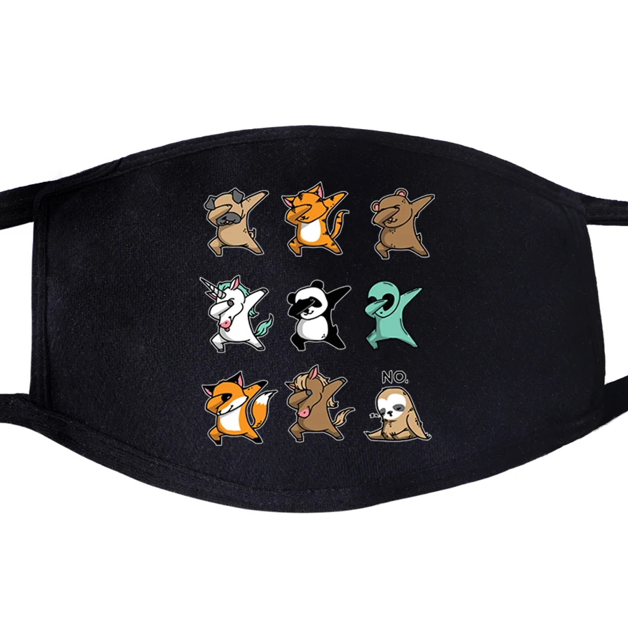 Animal Dabbing Face Mask Mouth Skull Funny Panda Dance Hip Hop Fabric Anti Dust Unixex Black Muffle Dustproof Facial Cover Masks |