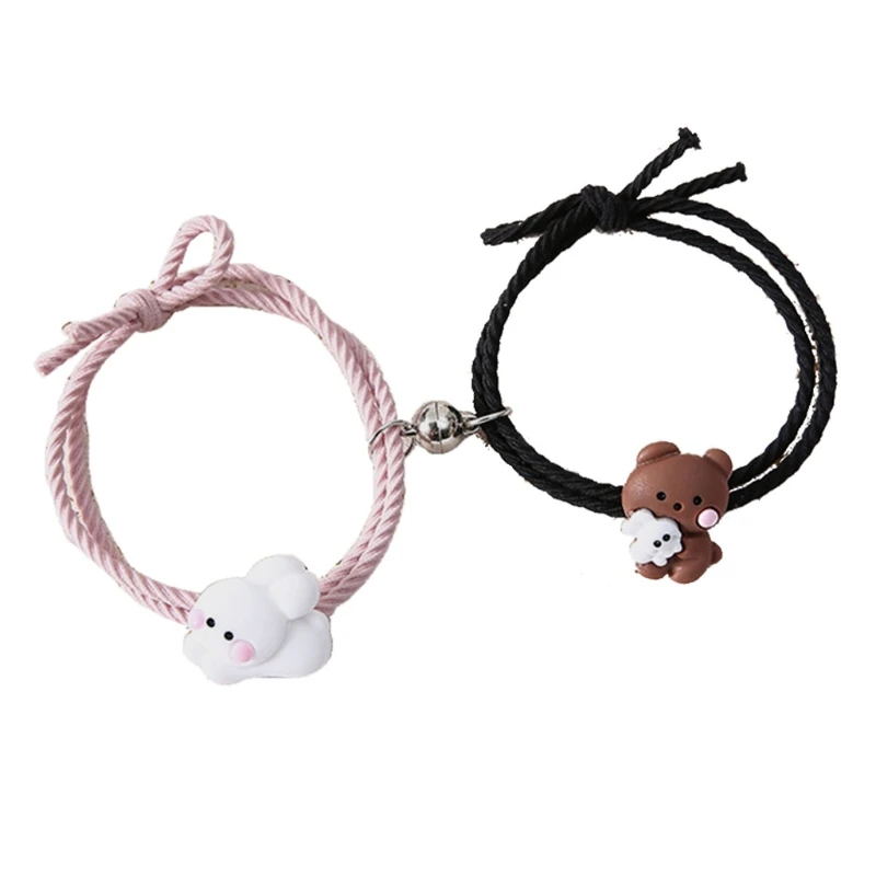 Colorblock Bear Magnetic Heart Bracelet - Temu