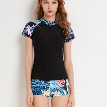 Женский дайвинг 2 шт купальный костюм с коротким рукавом Высокая талия Шорты женские купальники купальный костюм полосатая блузка Maillot De Bain