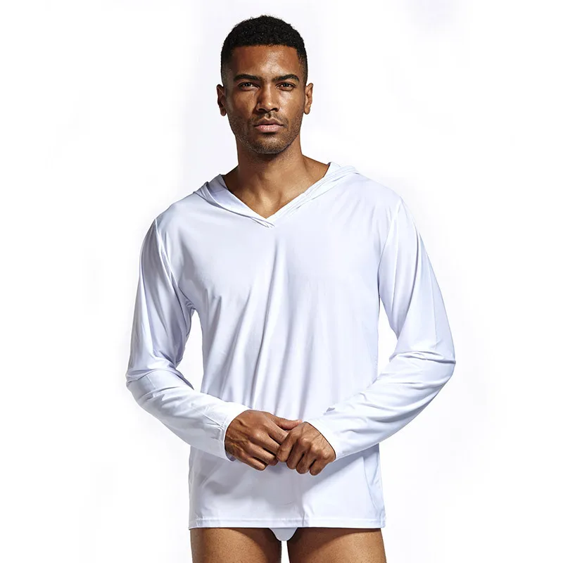 

Cross-border N2N men leisure wear coat polyamide fabric soft silk pajamas yoga long sleeves
