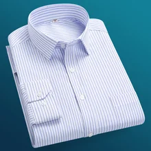 HCXY, формальные мужские рубашки с длинным рукавом, высокое качество, повседневные рубашки в Вертикальную Полоску для мужчин, деловые рубашки для мужчин