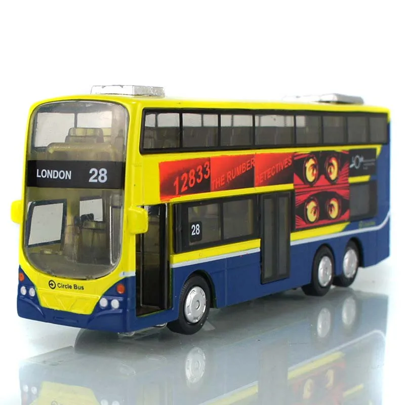 1/43 Лондон Двухэтажный автобус модель 2 этажа игрушечные машинки сплав Hongkong светильник музыка старомодный автомобиль игрушки - Color: Yellow