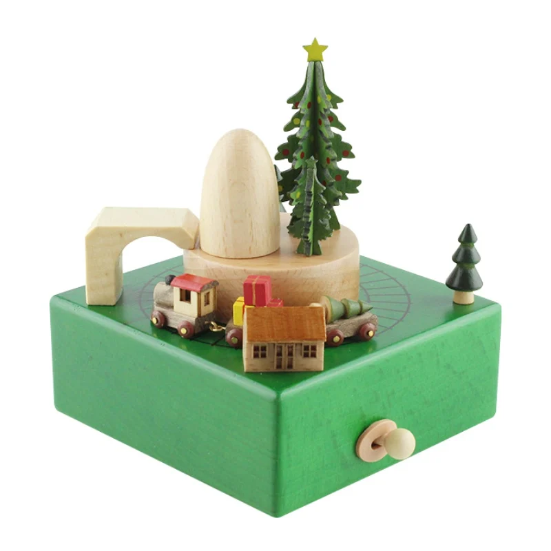 

Christmas Home Decoration Accessories Modern Christmas wooden music box Wooden Decorations Table Ornaments Christmas Gift